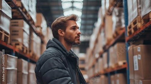 Employee Checking Package Weight in Warehouse Setting