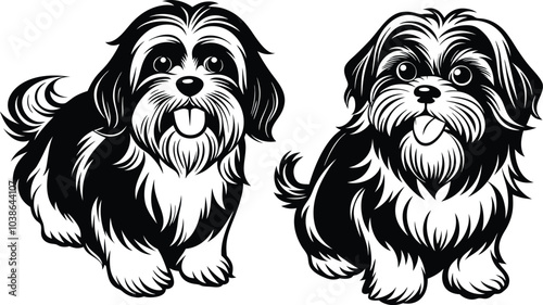Shih Tzu poses a Charming vector silhouette Dog Design