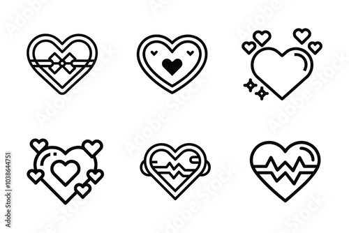 Heart icon bundle set in creative silhouette style vector