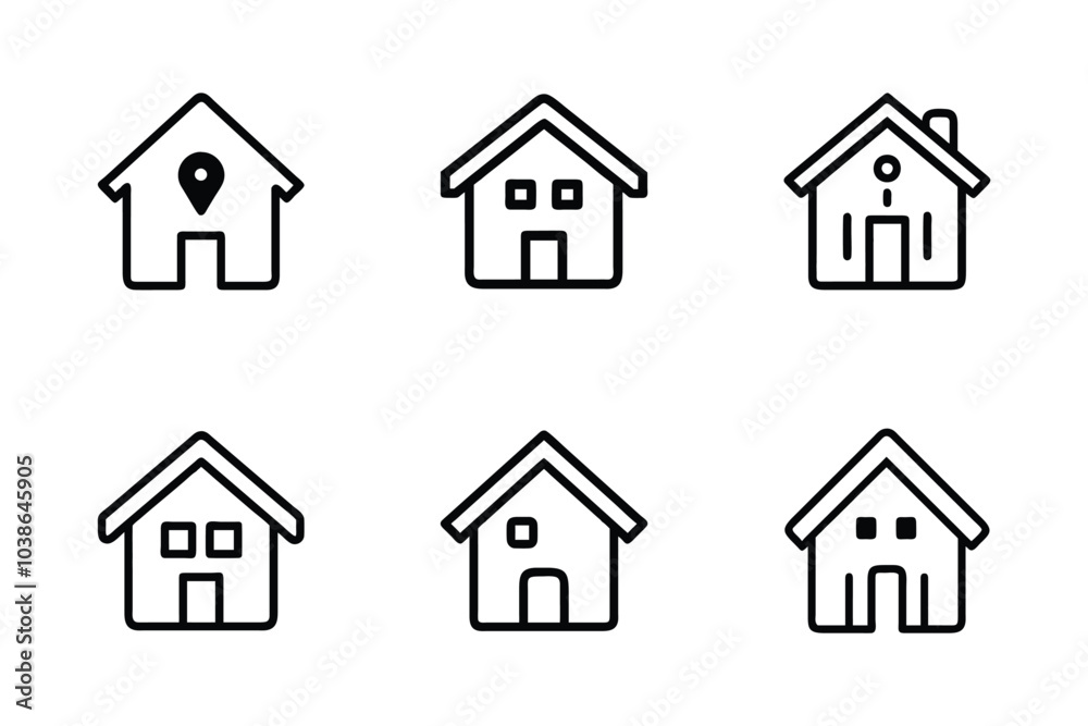 Home icon bundle set in silhouette style vector clip art Home icon bundle set in silhouette style vector clip art