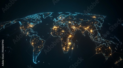A Global Network of Illuminated Cities and Interconnected Lines