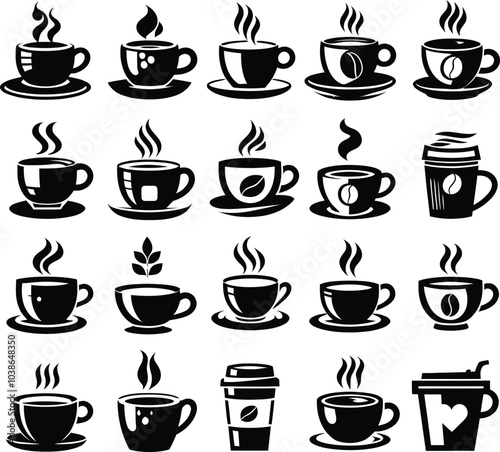 Wallpaper Mural set of coffee cups silhouette illustration Torontodigital.ca