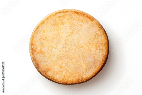 Top View of Aged Cheese Wheel with Natural Rind