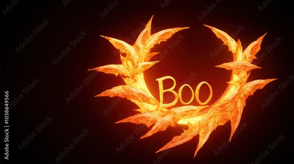 Creepy Boo with Eerie Bats and Dark Moon Background Creepy Boo with Eerie Bats and Dark Moon Background