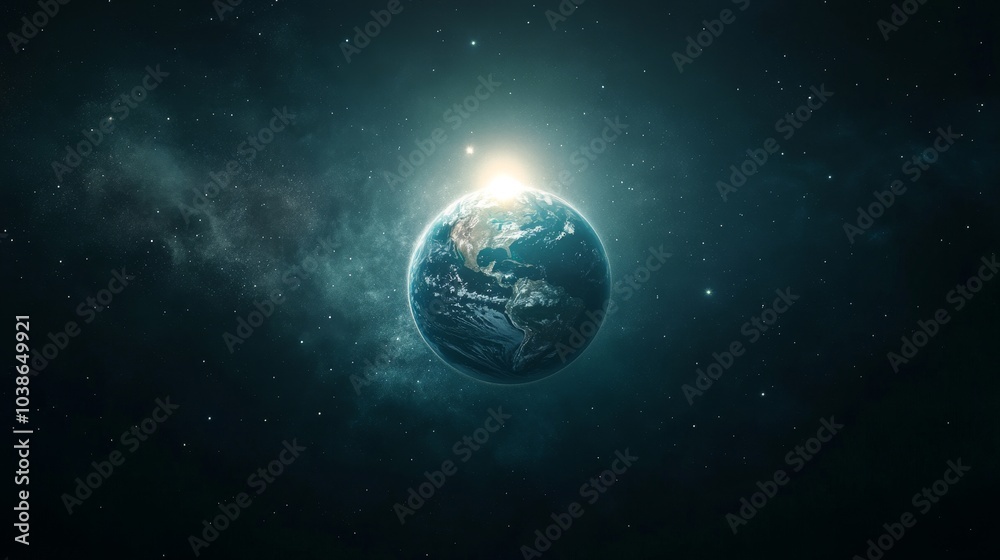 Astronaut adrift by a sleek space station, Earth’s vibrant colors illuminating the vastness of space, captivating 3D artwork