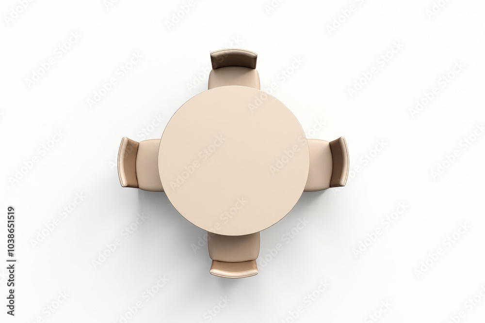 Fototapeta premium dining office table with chairs top view on a white background isolated