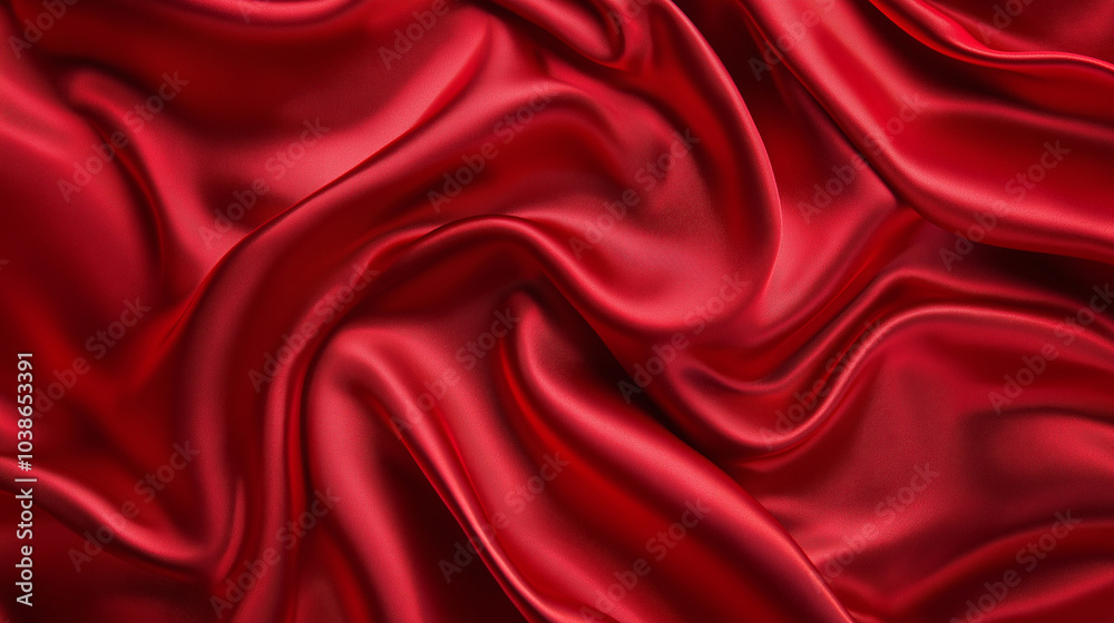 luxurious red satin fabric, elegantly draped and folded in soft waves. The rich texture and deep color convey a sense of opulence and sensuality, creating a striking visual effect luxurious red satin fabric, elegantly draped and folded in soft waves. The rich texture and deep color convey a sense of opulence and sensuality, creating a striking visual effect