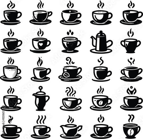 Wallpaper Mural set of coffee cups silhouette illustration Torontodigital.ca