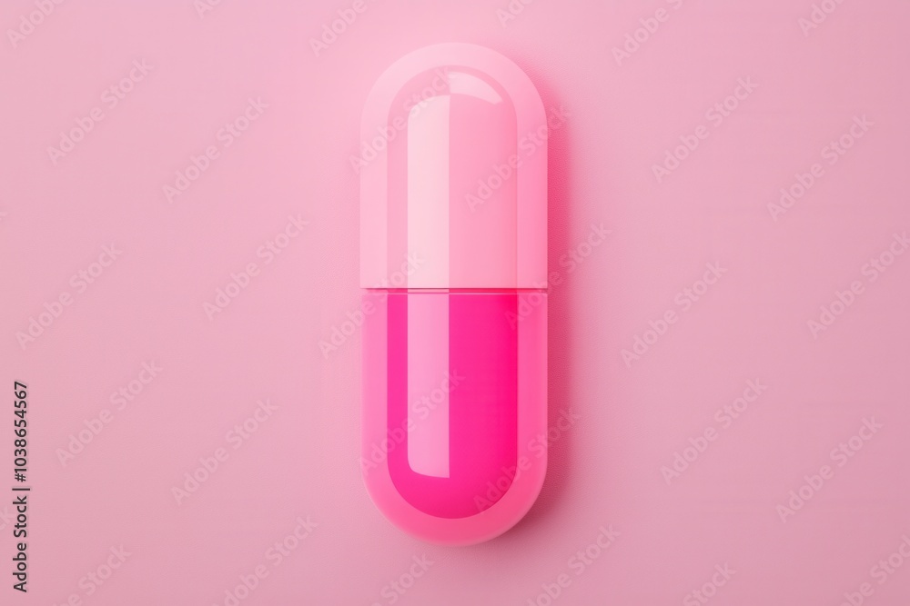 A vibrant pink capsule on a pink background showcasing a modern and aesthetic design for health and wellness A vibrant pink capsule on a pink background showcasing a modern and aesthetic design for health and wellness
