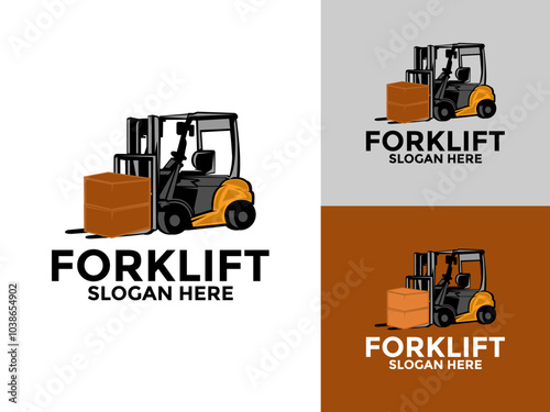 Forklift Vector Logo Design Template, Forklift Logo Design Vector Illustration