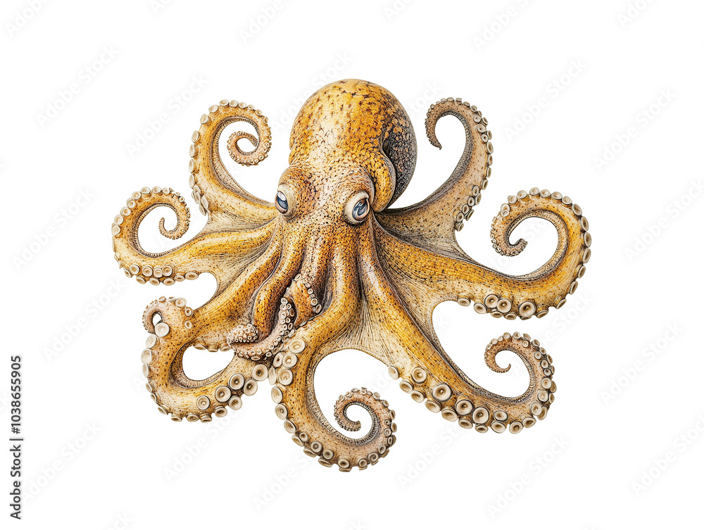 Obraz premium Vintage octopus illustration on transparent background