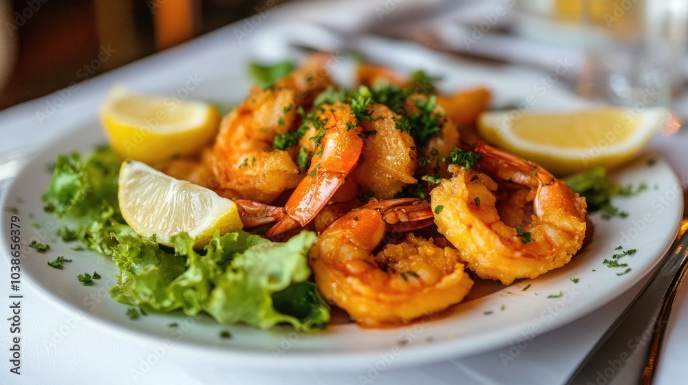 Delicious Shrimp Dish with Fresh Lemon Slices Delicious Shrimp Dish with Fresh Lemon Slices