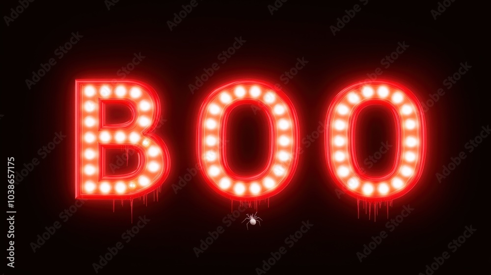 Eerie Boo Sign with Dripping Letters and Spider Eerie Boo Sign with Dripping Letters and Spider
