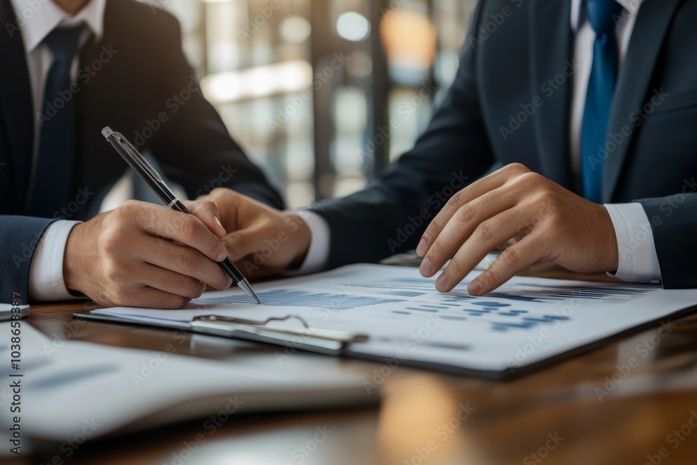 Businessmen Analyzing Financial Data Charts Graphs Reports Meeting Businessmen Analyzing Financial Data Charts Graphs Reports Meeting