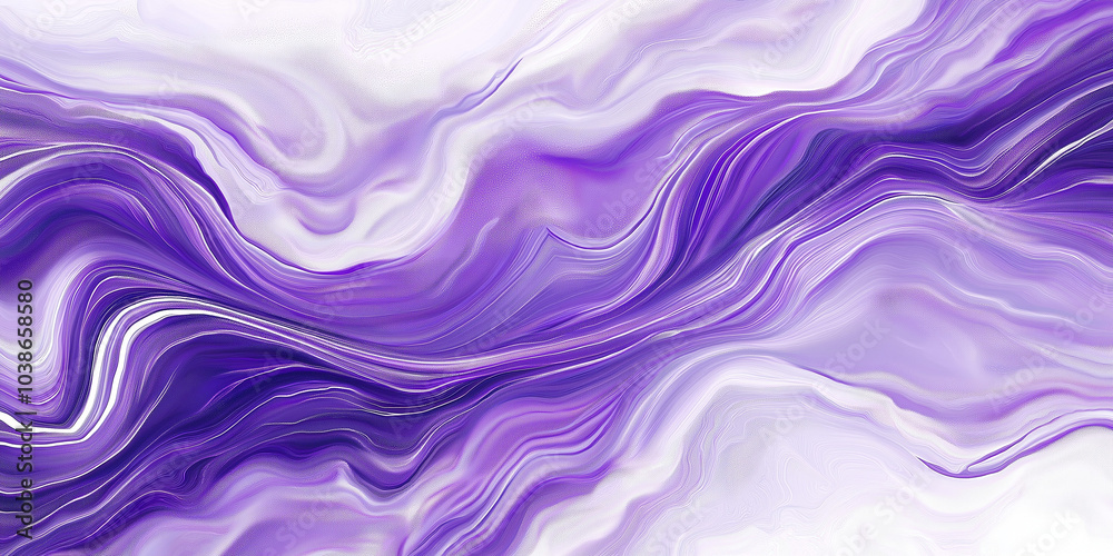 Flowing of purple and white waves on white background, fluidity. AI generation Flowing of purple and white waves on white background, fluidity. AI generation
