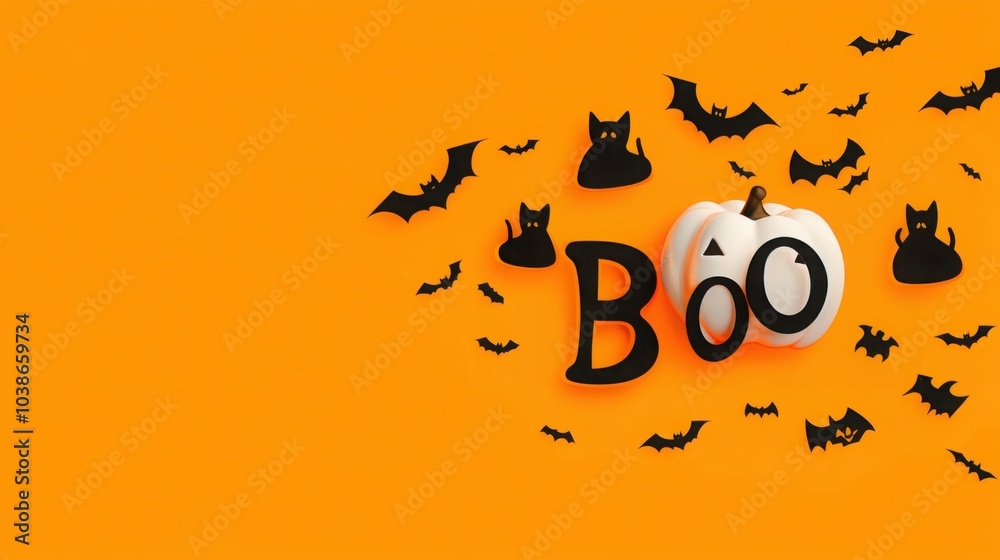 Halloween Decoration with Pumpkins and Bats Halloween Decoration with Pumpkins and Bats