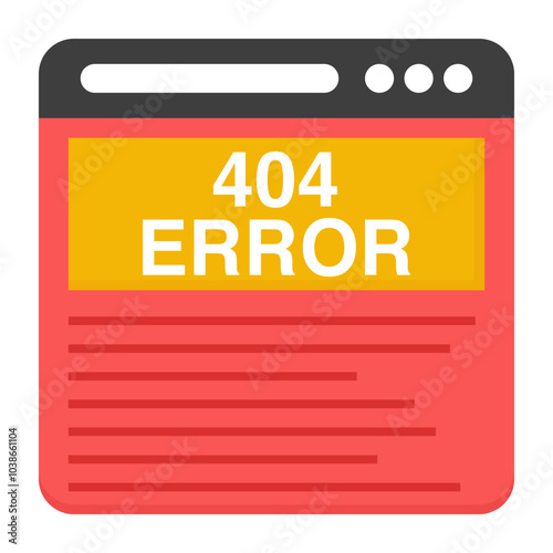 A flat design icon of error 404

