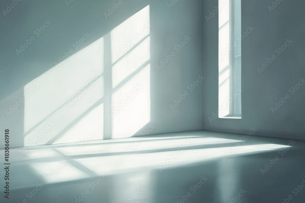 Obraz premium Sunlight Streaks Through Window in Empty Room