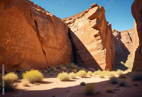a photo of desert with a big rock generative AI