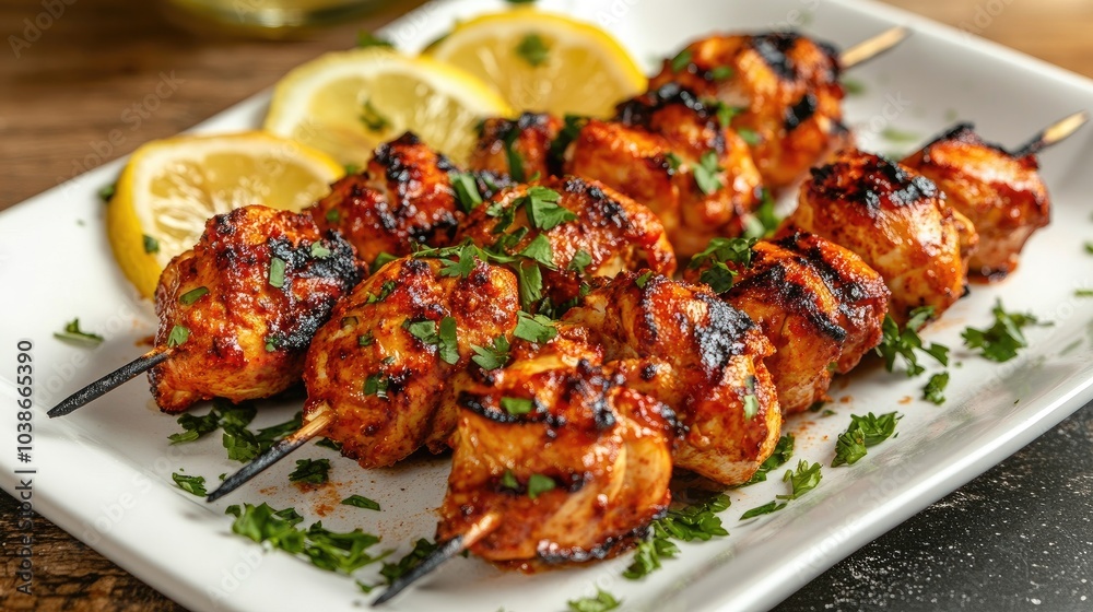 Grilled Chicken Skewers with Lemon and Herbs Grilled Chicken Skewers with Lemon and Herbs