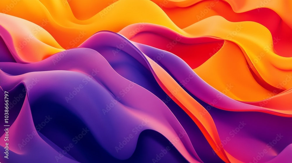 Obraz premium Abstract Art with Bold Colors Pattern in Waves of Red, Pink, Orange, Purple