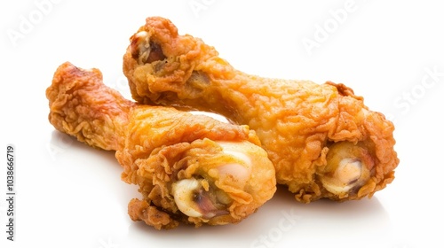 Crispy fried chicken drumstick on white background a tasty treat for any occasion