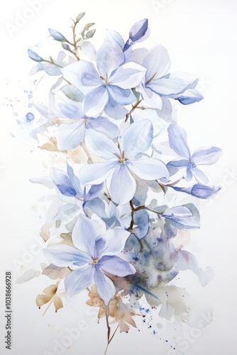 A beautiful watercolor painting of delicate blue flowers on a soft background.