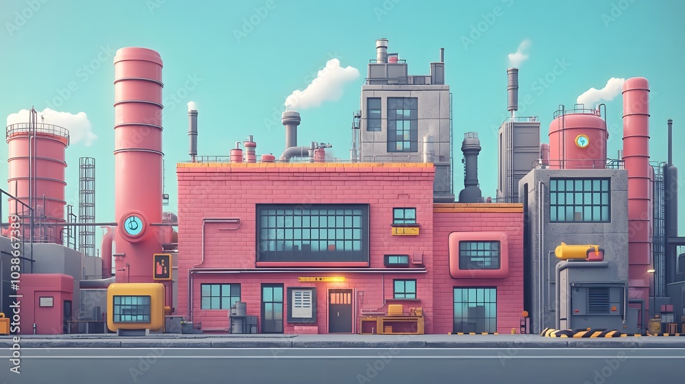 Obraz premium Industrial Complex Illustration
