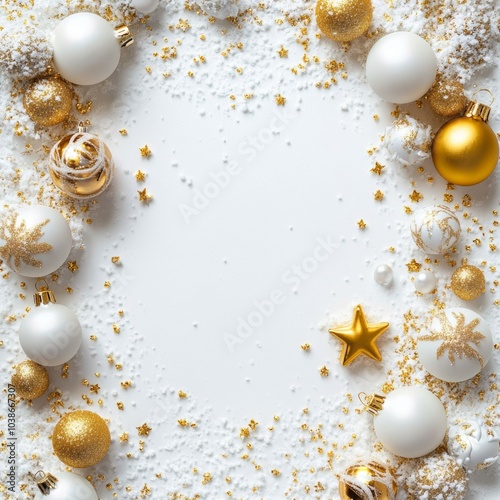 background with christmass decoration. white and gold style