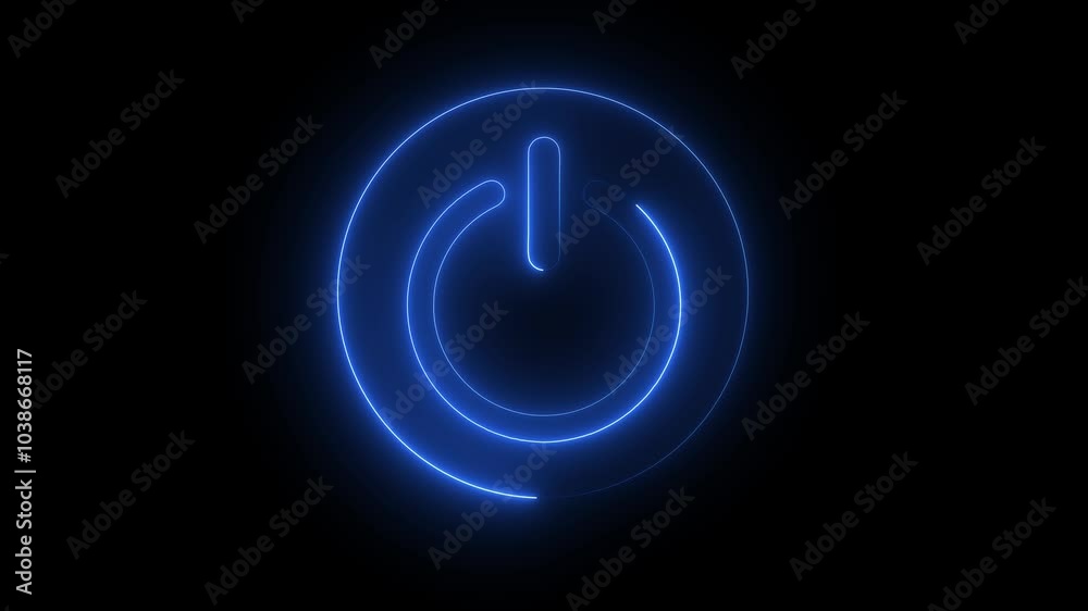 glowing neon line power of icon animation on black background glowing neon line power of icon animation on black background