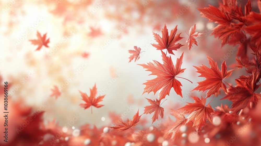 Vibrant maple leaves dancing in the wind, dynamic 3D illustration capturing autumn's essence, colorful foliage in motion Vibrant maple leaves dancing in the wind, dynamic 3D illustration capturing autumn's essence, colorful foliage in motion