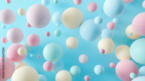 Pastel Colored 3D Background with Floating Spheres