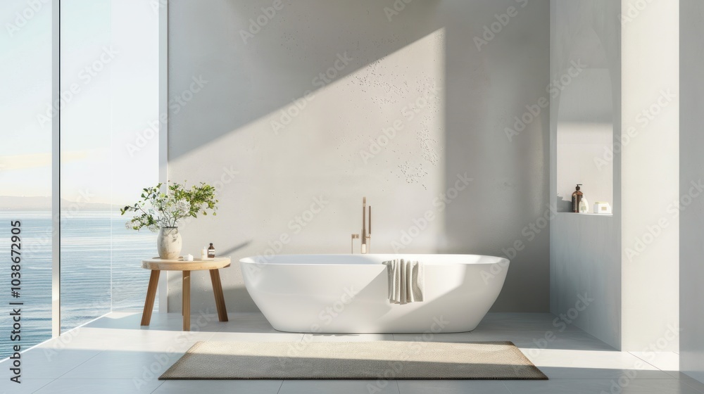 Modern Bathroom with Ocean View Modern Bathroom with Ocean View