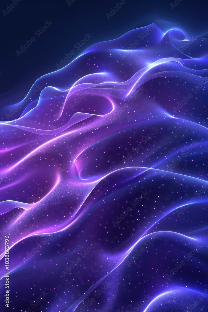 Elegant and modern abstract geometric overlay with vibrant waves of purple and blue light Elegant and modern abstract geometric overlay with vibrant waves of purple and blue light