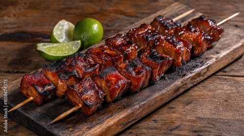 Wallpaper Mural Delicious Grilled Skewers with Lime Slices Torontodigital.ca