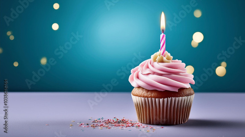 Fototapeta cupcake with candle