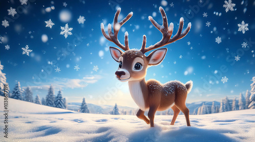 Fototapeta Naklejka Na Ścianę i Meble -  deer in the snow