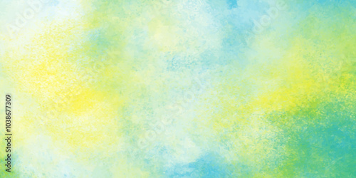 Abstract yellow and blue watercolor background. aquarelle colorful stains on paper. pastel watercolor background. Explosion of colored powder on white texture background.