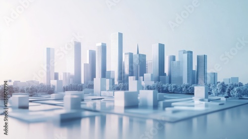 Sleek Minimalist 3D Rendering of a Complex Urban Network Visualizing Sustainable City Design