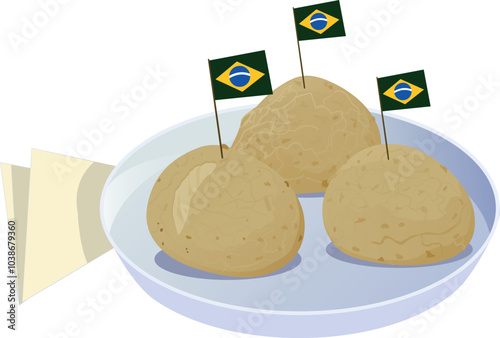Pão de Queijo - is a widely popular brazilian snack made of cassava flour and cheese. It has a chewy texture with a crispy outer layer. May or may not be stuffed. It means "Cheese Bread"