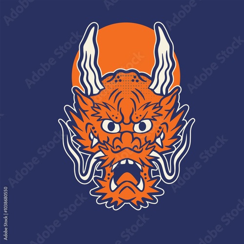 A Dragon head logo. This is vector illustration ideal for a mascot and tattoo or T-shirt graphic.
