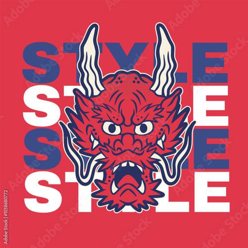 A Dragon head logo. This is vector illustration ideal for a mascot and tattoo or T-shirt graphic.
