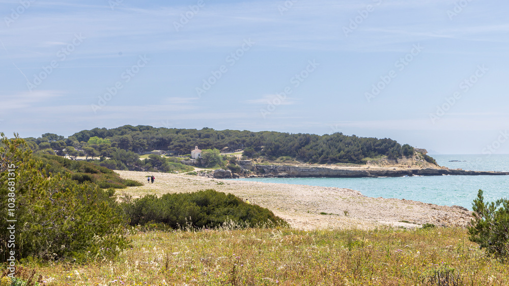 Landscape with rough coastline of Martigues Alpes-Cote d'Azur region in France