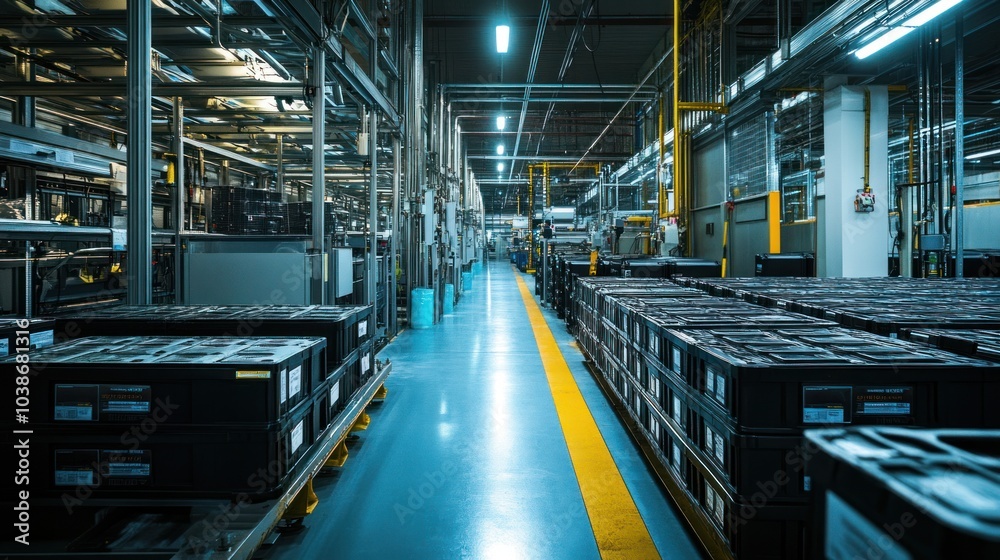 Marine vehicle battery production plant manufacturing high-capacity, waterproof batteries for marine applications. Marine vehicle battery production plant manufacturing high-capacity, waterproof batteries for marine applications.