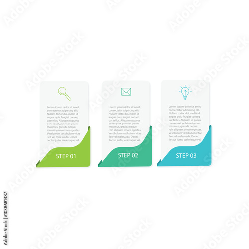 Vector Business Web Banner Template with Icons and 3 Steps for Process diagram