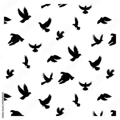 birds dove circling seamless pattern background