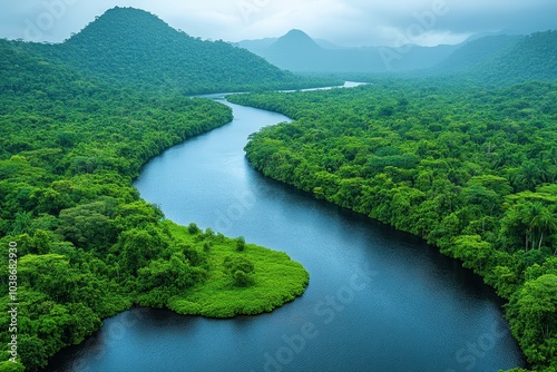 Aerial View of the Amazon Rainforest with Winding River – High-Resolution Award-Winning Fine Art Photograph 