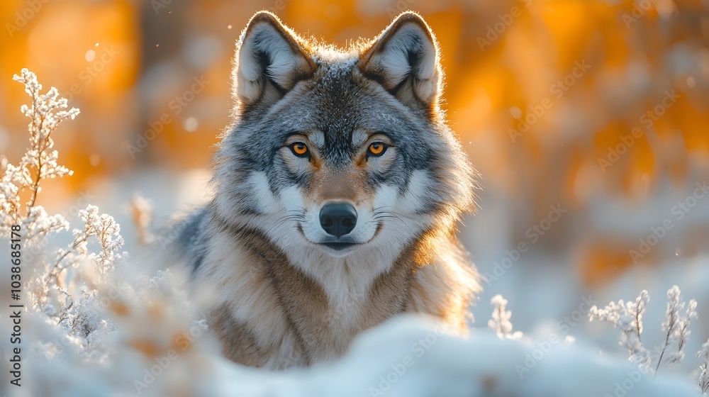 Wolf Portrait in Snowy Forest Wolf Portrait in Snowy Forest