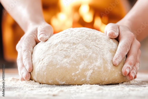 Hands Kneading Dough for Artisan Bread Baking