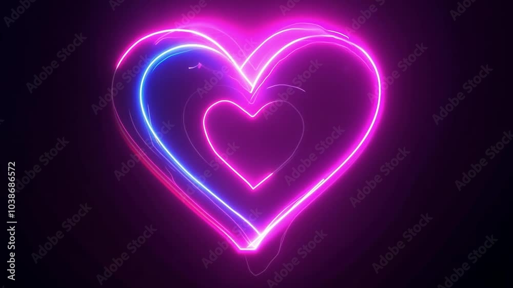 A vibrant neon heart glows against a black background, creating a captivating visual that embodies the spirit of Valentine's Day and love. A vibrant neon heart glows against a black background, creating a captivating visual that embodies the spirit of Valentine's Day and love.